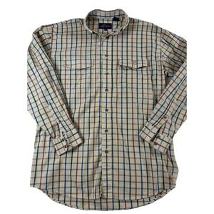 Men's Lucchese Button Down‎ Shirt Size M Medium Plaid Check Long Sleeve Casual